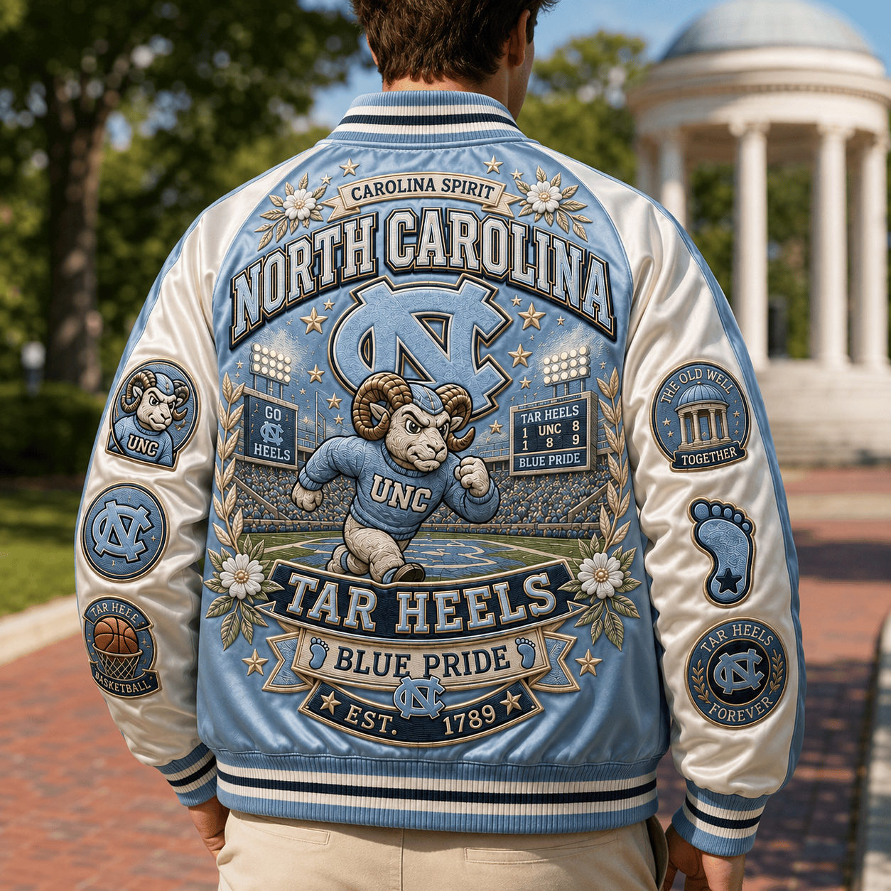 PREMIUM UNC SATIN BASEBALL JACKET NTNA