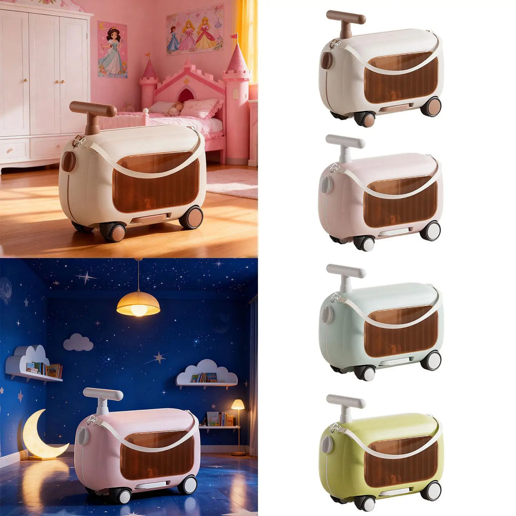 Ride on Suitcase Luggage Case Adjustable Strap Spacious Lightweight Compact Children's Suitcase for Children Aged 2-6 Years