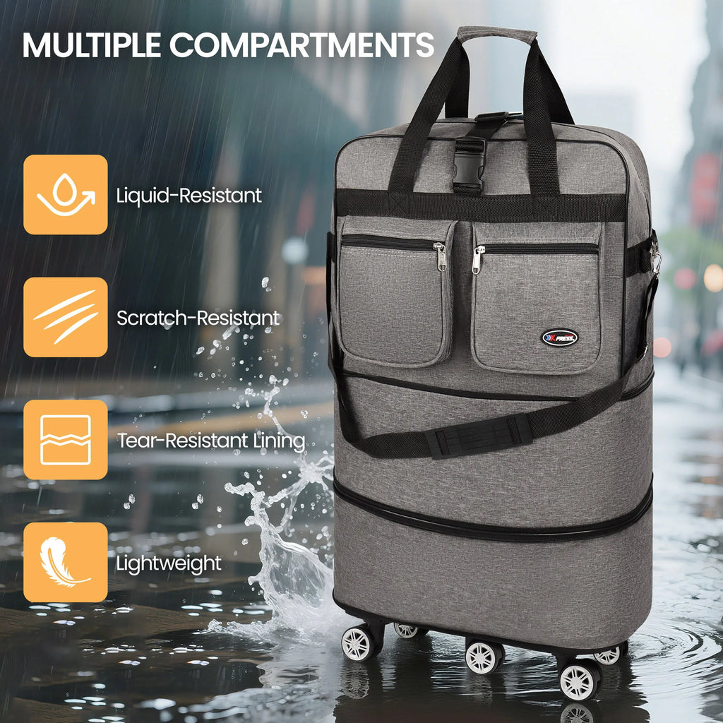 Folding Travel Bag Luggage Compartment Swivel Wheel Storage Box Large Capacity Telescopic Luggage Bag Overnight Bag 30"/36"/40"